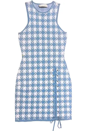 FLEUR DU MAL Houndstooth-intarsia knitted mini dress
