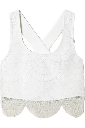 Twin-Set Organza-overlay crepe top