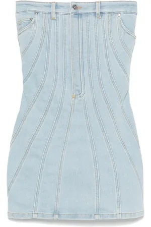 MUGLER Strapless denim mini dress