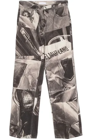 Helmut Lang Car-print mid-rise straight-leg jeans