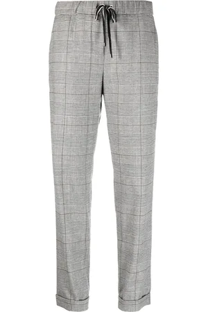 LORENA ANTONIAZZI Plaid-check pattern tapered-leg trousers