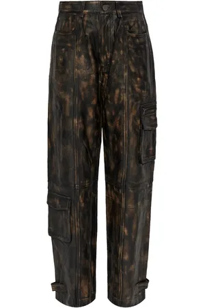 Gestuz Straight-leg leather trousers