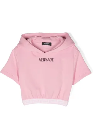 VERSACE Logo-embellished cropped hoodie