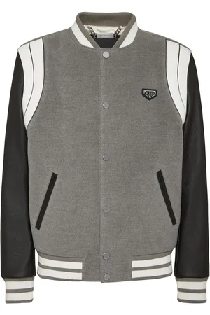 Philipp Plein Leather sleeves bomber jacket