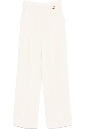 Elisabetta Franchi Contrasting-topstitching crepe trousers