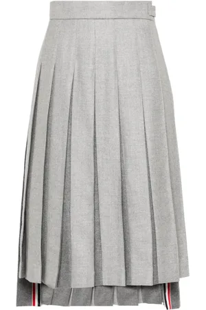 Thom Browne Pleated wool midi skirt