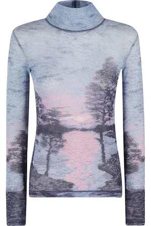 Maison Kitsuné Landscape-print mesh high-neck top