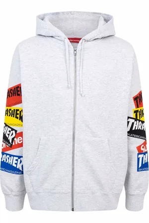 Supreme Thrasher multi logo zip-up hoodie