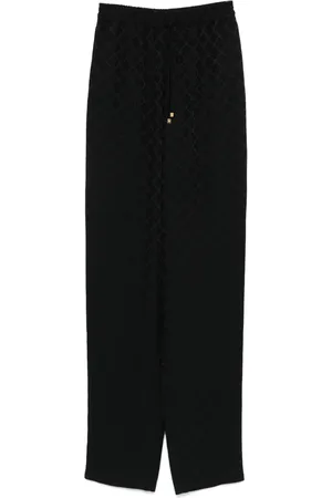 Elisabetta Franchi Diamond-jacquard satin trousers