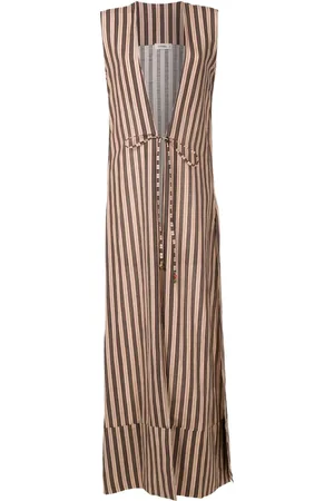 AMIR SLAMA Stripe-print open-front maxi dress