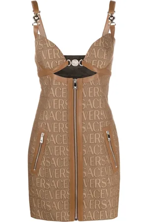VERSACE Allover cut-out jacquard minidress