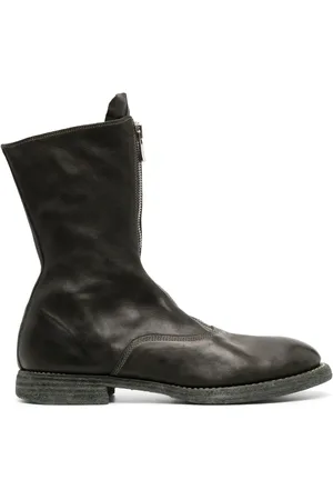 GUIDI Polished-leather zip-up boots