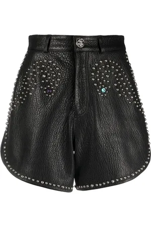 Philipp Plein Stud-embellished leather hot pants