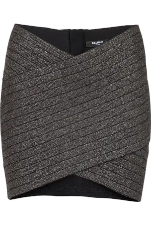 Balmain Stripe-pattern knitted miniskirt