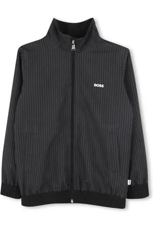 HUGO BOSS Logo-embroidered striped sweatshirt