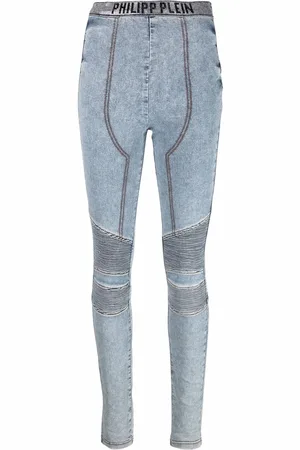 Philipp Plein Logo-waistband denim leggings