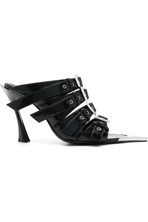 MUGLER 90mm leather buckled fang sandals