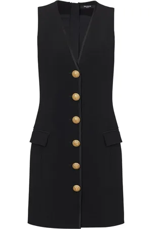 Balmain V-neck button-front minidress