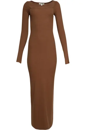 ÉTERNE Square-neck slim-fit maxi dress