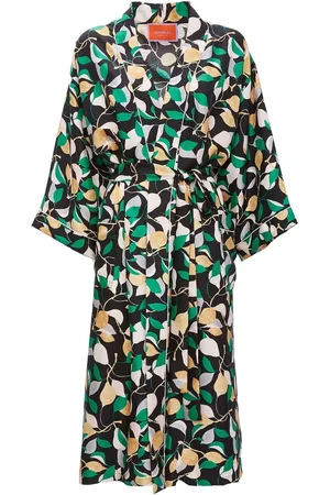 La DoubleJ Leaf print silk robe