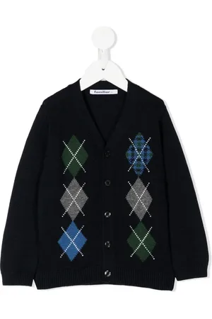 Familiar Argyle-intarsia knit cardigan