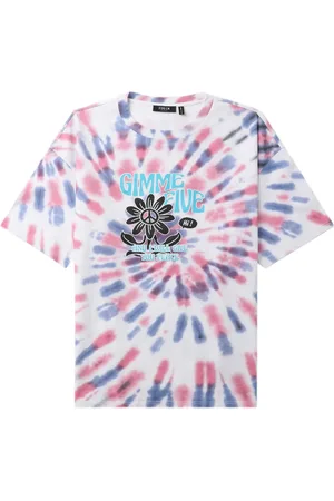 FIVE CM Slogan-print tie-dye T-shirt
