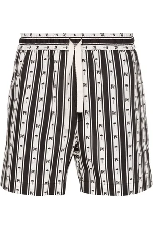 Palm Angels Monogram-print striped shorts