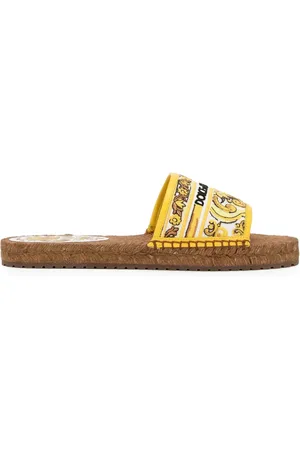 Dolce & Gabbana Majolica-print logo-embroidered sandals