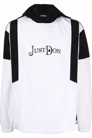 JUST DON Logo-embroidered two-tone hoodie