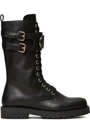 Twin-Set Oval T leather combat boots