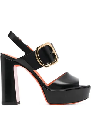 santoni Logo-buckle block-heel sandals