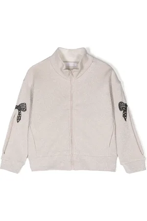 MONNALISA Bow-detail zip-up sweatshirt