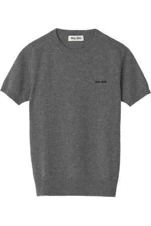 Miu Miu Logo-intarsia cashmere top