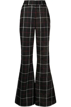 Elie saab Check-pattern stud-embellished flared trousers