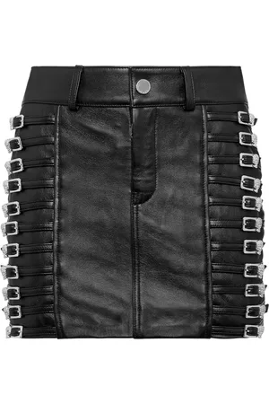 Philipp Plein Crystal-embellished leather mini skirt