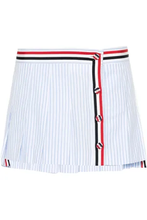 Thom Browne RWB-stripe pleated wrap skirt