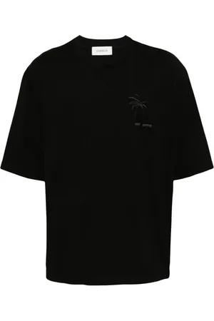 LANEUS Palm logo-embroidered cotton T-shirt