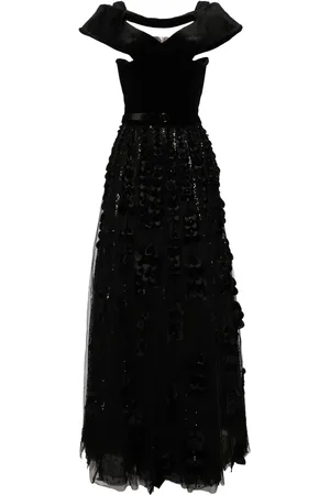 Saiid Kobeisy Beaded velvet-top maxi dress