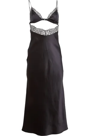 FLEUR DU MAL Rose beaded slip dress