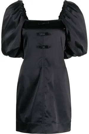 Ganni Bow-detail satin minidress