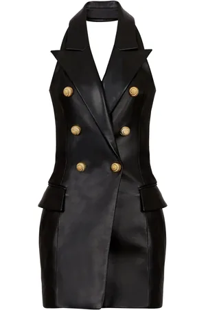 Balmain Leather halterneck dress