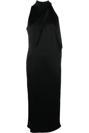 VERSACE Slashed halterneck midi dress