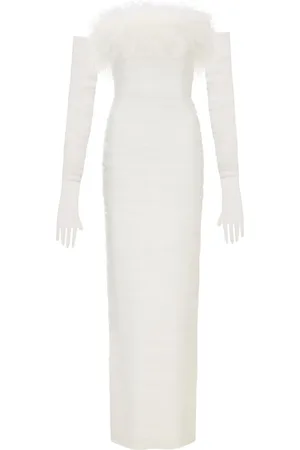 Rebecca Vallance Lilly feather-trim gown