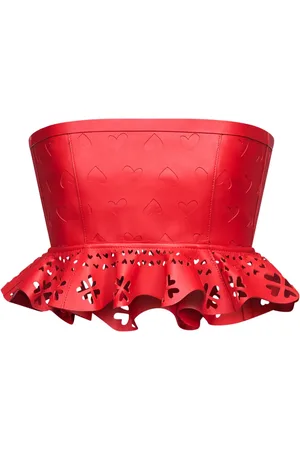 AREA Laser-cut leather heart bandeau