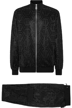 Philipp Plein Monogram-pattern zip-up tracksuit set