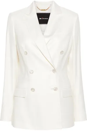 Kiton Double-breasted canvas blazer