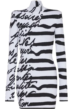 Balmain Intarsia-knit logo mini dress