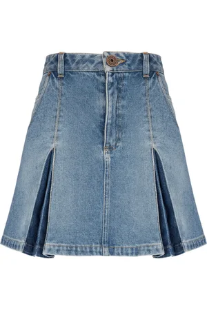 Balmain Pleated denim skirt
