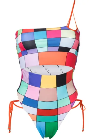 AMIR SLAMA Graphic-print single-shoulder swimsuit