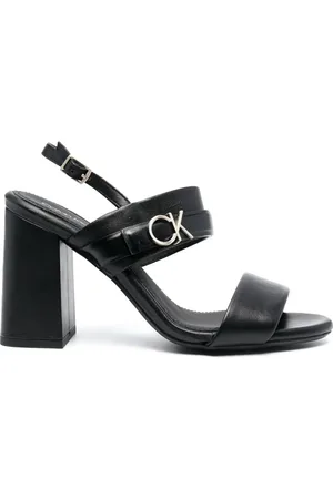 Calvin Klein 100mm logo-plaque leather sandals